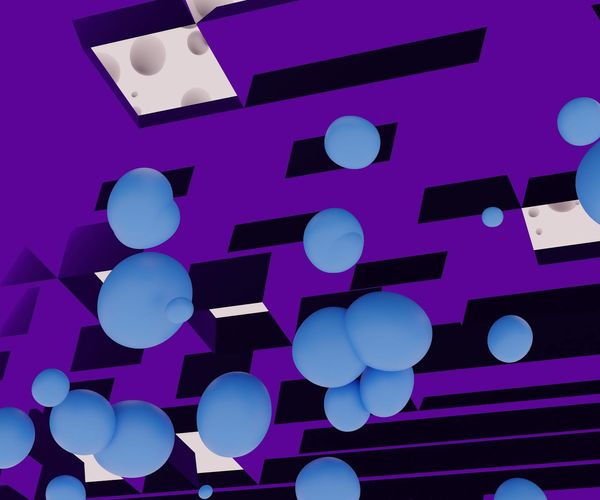 Abstract composition with glowing spheres and lines