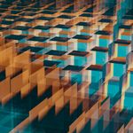 Decorative abstract geometric pattern with cyan glow